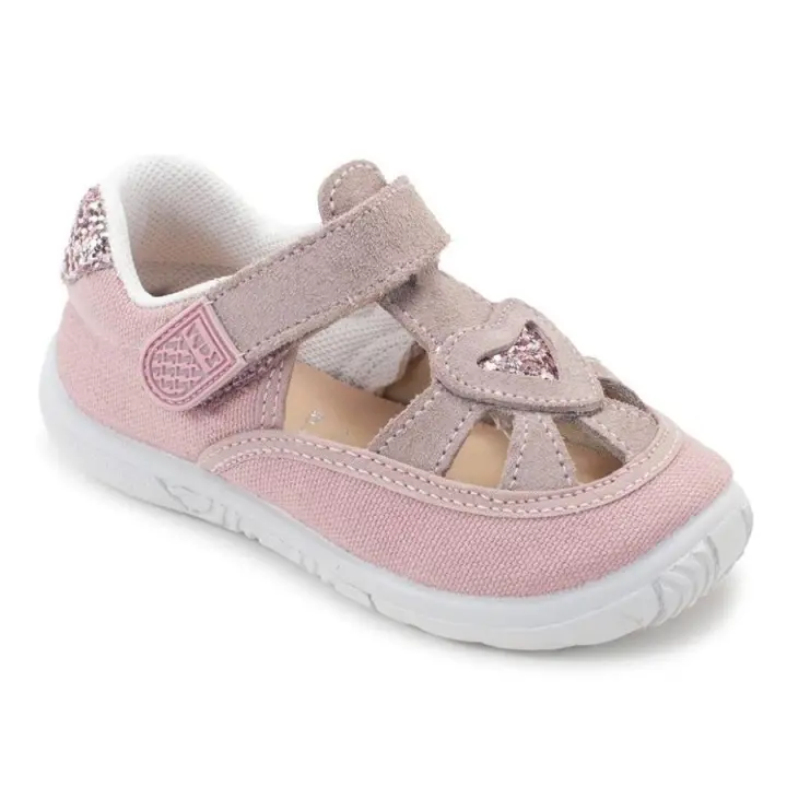 Sandalias Zapy Niña Rosa Nude con Corazón Glitter Cangrejeras y Cierre de Velcro - 1