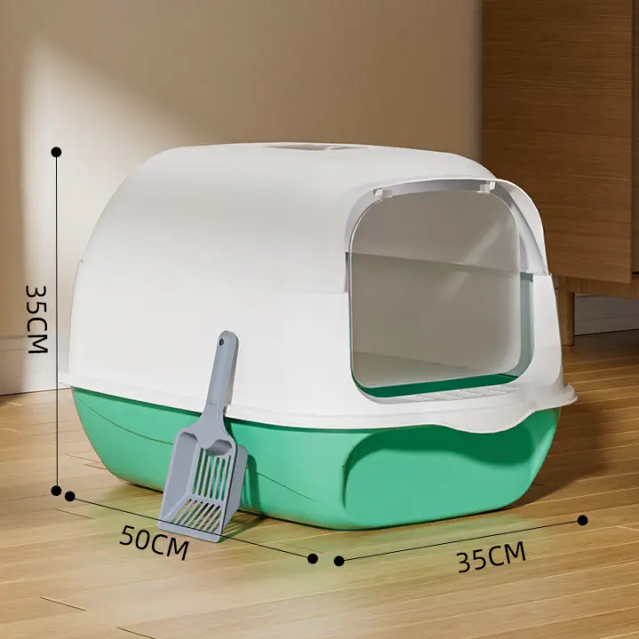 Caja de arena para gatos extra grande completamente cerrada, inodoro para gatos a prueba de olores, caja de arena para gatos extraíble antisalpicaduras - 1