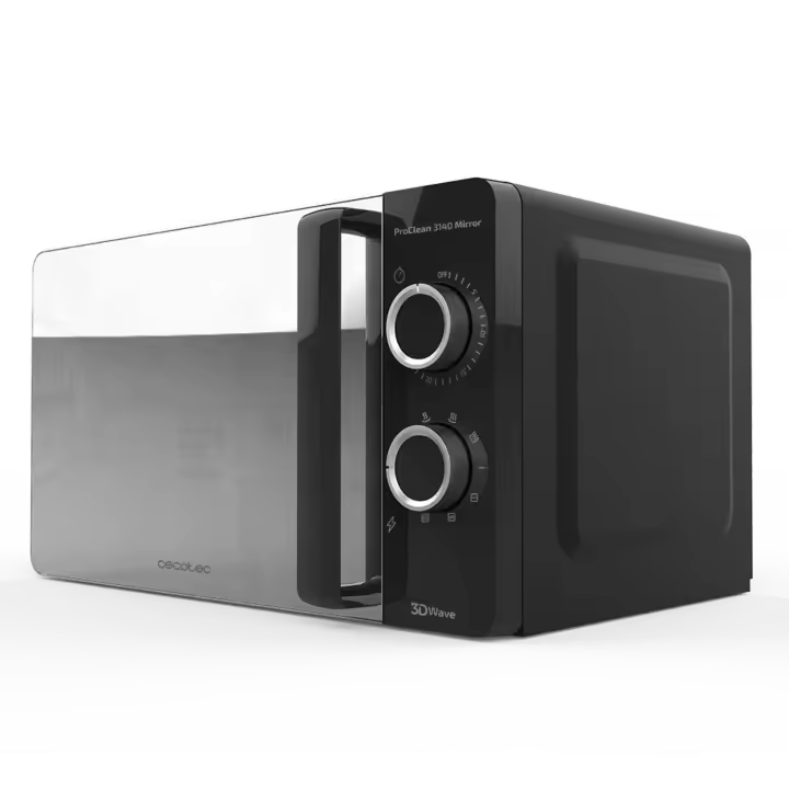 Microondas ProClean 3140 Espejo Negro 700W con Grill 800W 20L y Tecnología 3DWave para Limpieza Eficiente - 1