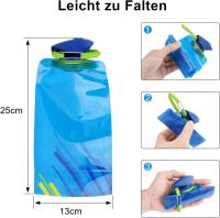 Botella de agua plegable (paquete de 5), reutilizable, sin BPA, ideal para senderismo, viajes y aventuras. - details 0