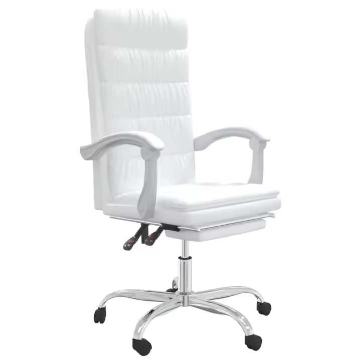 Silla de Oficina reclinable de cuero sintético Blanco - 1