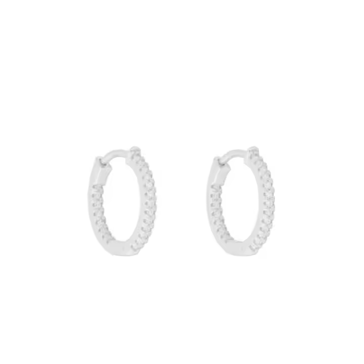 Pendientes de Aro con Circonitas, Plata, 16 mm, Blanco, Ref: CHP152199 - 1