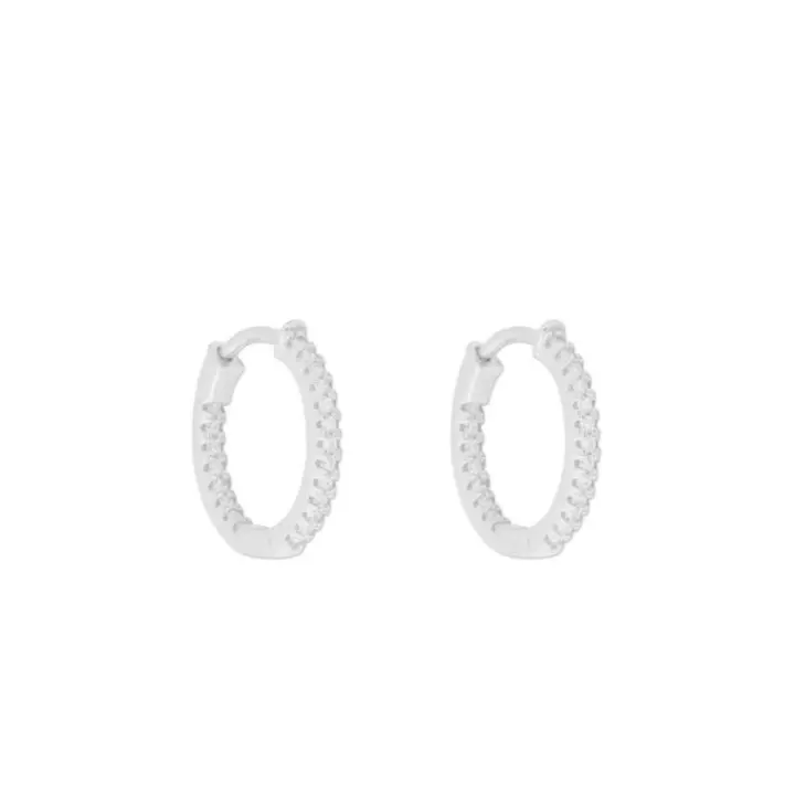 Pendientes de Aro con Circonitas, Plata, 16 mm, Blanco, Ref: CHP152199 - 1