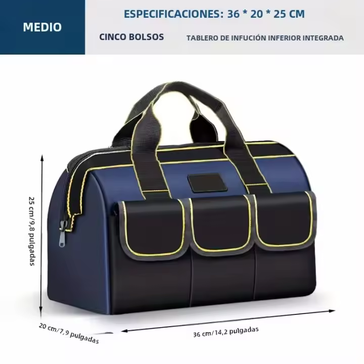 Bolsa De Herramientas Multifuncional De Tela Oxford Impermeable Y Resistente Al Desgaste Para Electricianos Gran Capacidad De Almacenamiento - 1