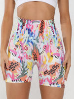 Shorts De Fitness Para Mujer Cintura Alta Estampado Colorido Yoga Ciclismo Running Ropa Deportiva Transpirable Y Elástica - details 1