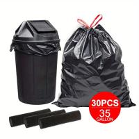 30pcs Sacos De Basura Negros De Gran Capacidad 35 Galones Con Cordones Para Cocina Anti-Desbordamiento Y Anti-Quemaduras - details 0