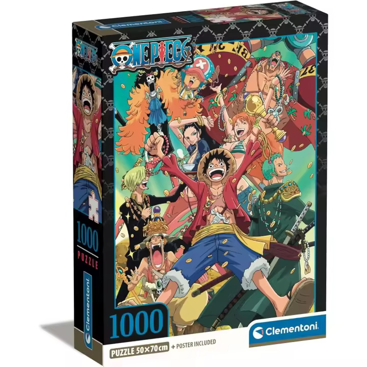 Clementoni One Piece 39921 Puzzle de 1000 Piezas con póster – Juego de táctica para los Fans del Manga y del Anime – para Adultos y niños a Partir de 14 años - 1
