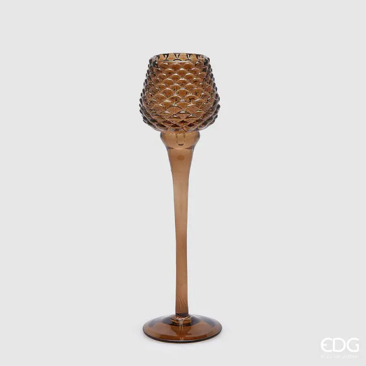 EDG Enzo De Gasperi Portavelas Cubilete Navidad P. A. 26 Cm 7,5 Cm Marrón - 1