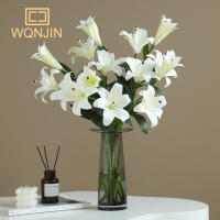 Decoración De Hogar 3D Impresión PVC Lirio Artificial Bouquet De 3 Cabezas Simulación De Flor Para Bodas Y Arrangements Internos - details 1