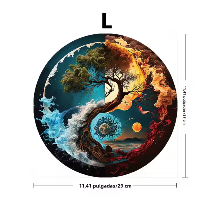 Puzzle De Madera Irregular Con Tema De Noche Estrellada Y Árboles Formas De Animales Vibrantes Desafío Cerebral Para Adultos Artístico - 1