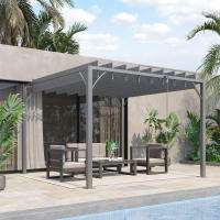 Outsunny Pérgola Cenador de Jardín Gazebo con Diseño de Lamas Superior Giratorio hasta 135° Marco de Aluminio y Protección UV 50+ Pabellón para Patio Terraza Balcón Gris - details 1