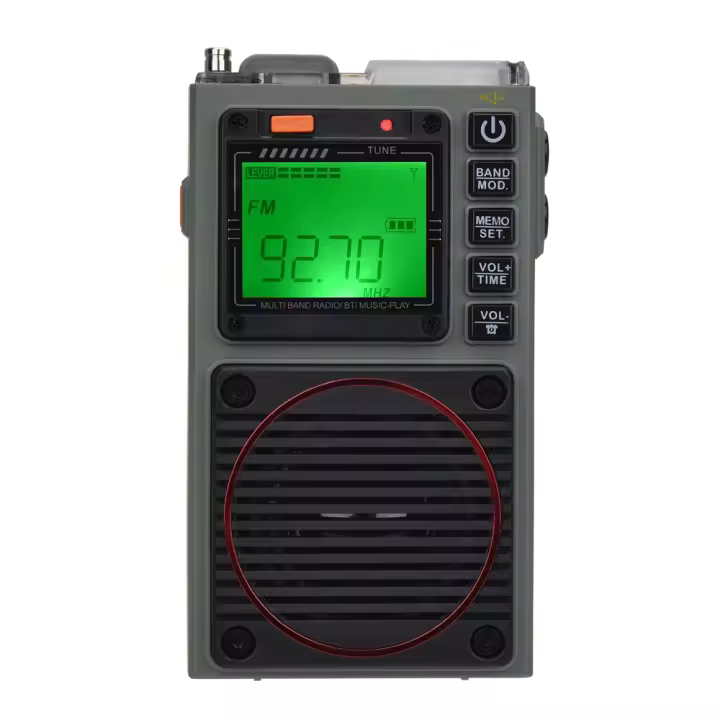 Radio Portátil HRD-787 AM/FM/SW/WB Con Bluetooth MP3 Y Entrada TF Luz De Lámpara Alarma SOS Batería Recargable De Plástico - 1