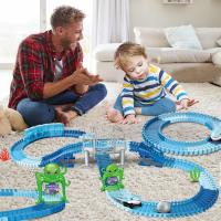 Coche De Carreras Eléctrico Para Niños Juguete DIY De Montaje Versátil Puzle De Rail Shark Monstruo Con Carruseles - details 6