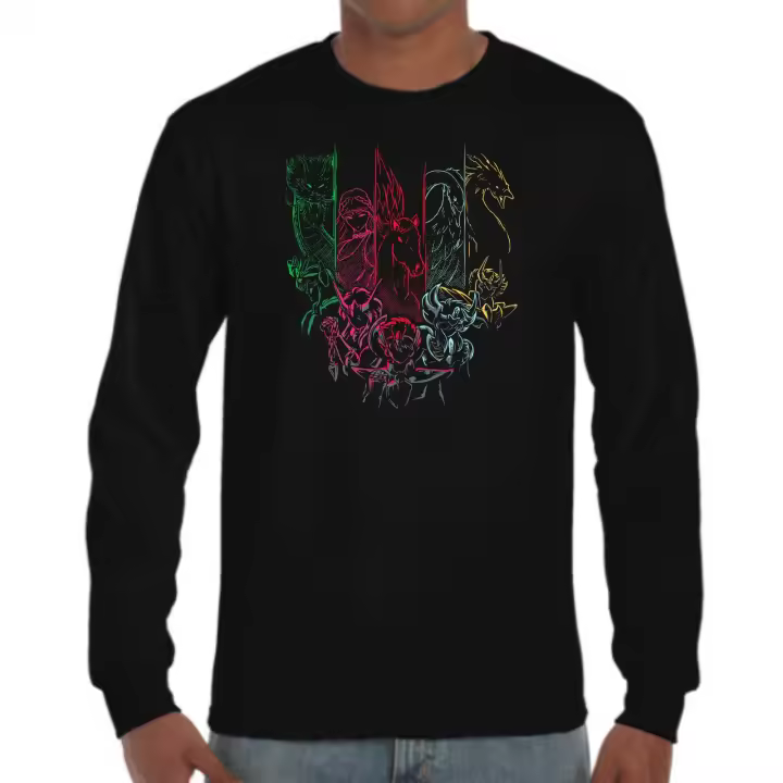 The Fan Tee Camiseta Manga larga de HOMBRE Caballeros del Zodiaco Saint Seiya Pegaso Dragon Afrodita Leo Caballero  025 - 1