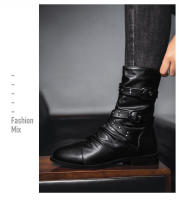 Botas De Motociclista Para Hombre Con Remaches Y Peluche Negro Cuero Genuino Botas De Bicicleta De Invierno Altas Para Exterior Diseñador Botas De Motorista - details 10