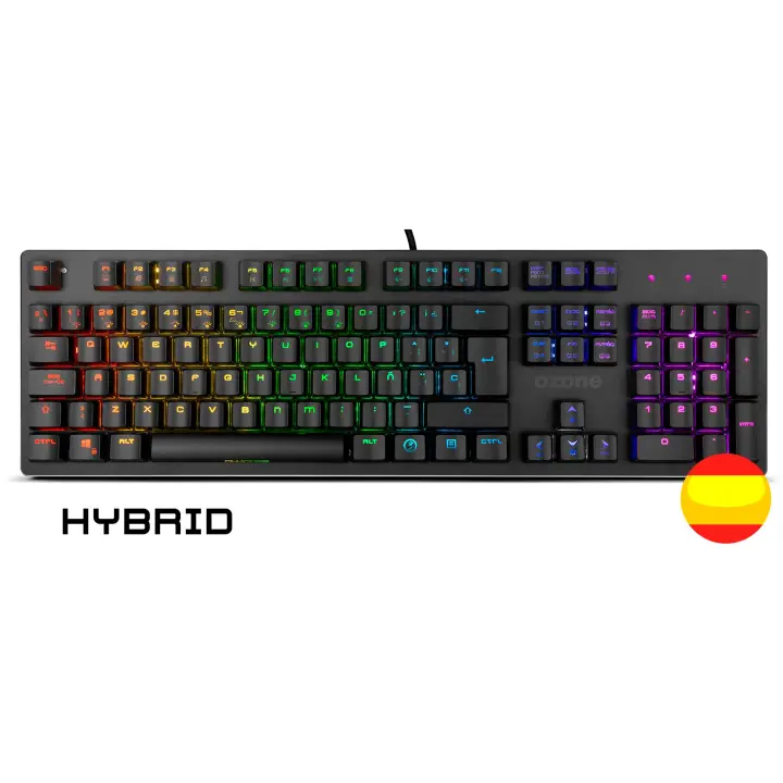 Teclado Gaming Ozone Alliance Híbrido Mecanico - Keyboard gamer - Switches híbridos CrossTech, 9 Efectos de Iluminación, Tecnología Reactiva, Silencioso, Numerico, Layout Español - 1