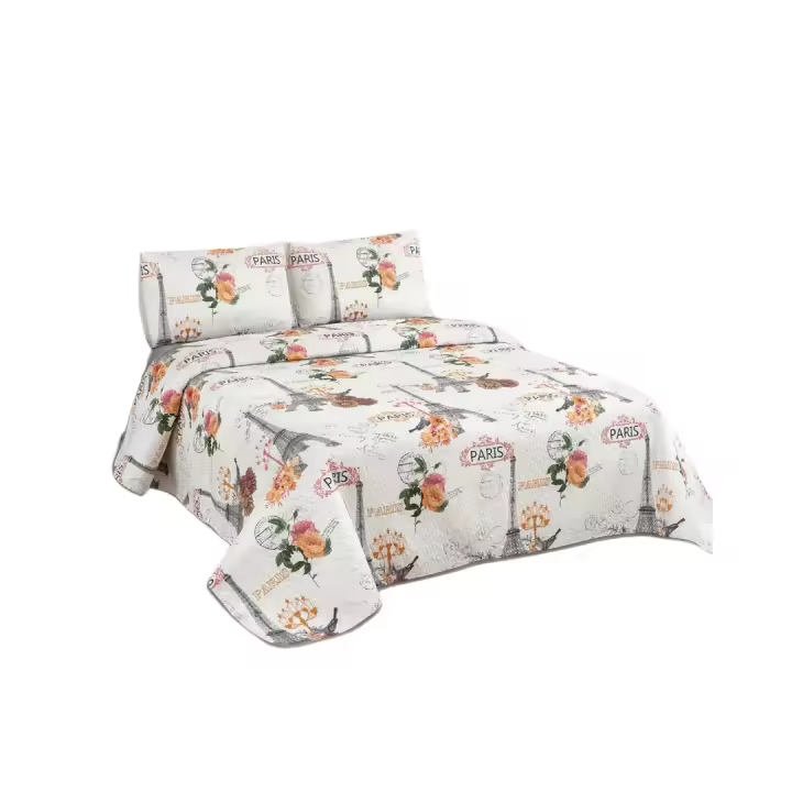 ARISE SHOP-Colcha  Bouti bacic ,  Ideal para Primavera yI verano ,cama 90 - 105cm1 fundas de cojin ,,cama 135-150 cm 2 funda de cojín 50x70CM. Cubrecamas interior 100% algodón, exterior poliéster. - 1