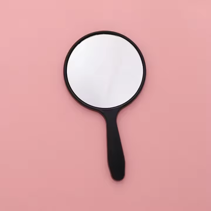 Espejo De Maquillaje Portátil Para Mujeres Con Manija Espejo De Vestíbulo Redondo Compacto De Plástico Magnificante 6 Pulgadas Estilo Moderno - 1