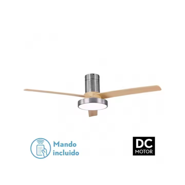 Ventilador dc pax 40w 3200lm níquel 3 aspas de haya 32x139d 300040006000k con mando, memoria y temporizador - 1