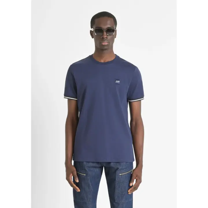 Camiseta Regular Logo Contrastes Azul Morato - 1