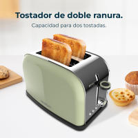 Tostador vertical verde 850W con doble ranura corta y soporte para panecillos - Toastin' time - details 3
