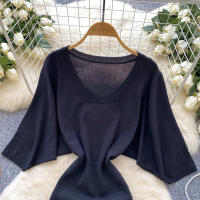 Nuevo Verano 2025 Vestido Corto De Mujer En Negro Con Manga Batwing Suave Y Elástico Estilo Bandage Casual Silueta Bodycon - details 18