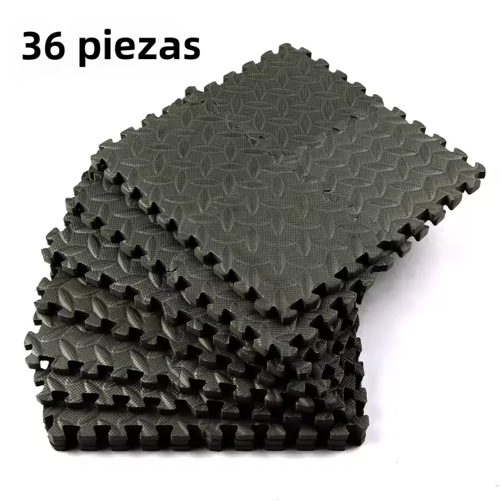 36PCS Alfombra De Piso EVA De 15CM*15CM Antideslizante Impermeable Para Gimnasio Interior Interlocking Protectora Y Confortable - 1