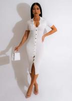 Vestido De Crochet Para Mujer De Corte Bodycon Con Manga Regular Y Cuello En V Vestido Fino Y Ajustado De Pierna Para Calle Moda Hipster - details 4