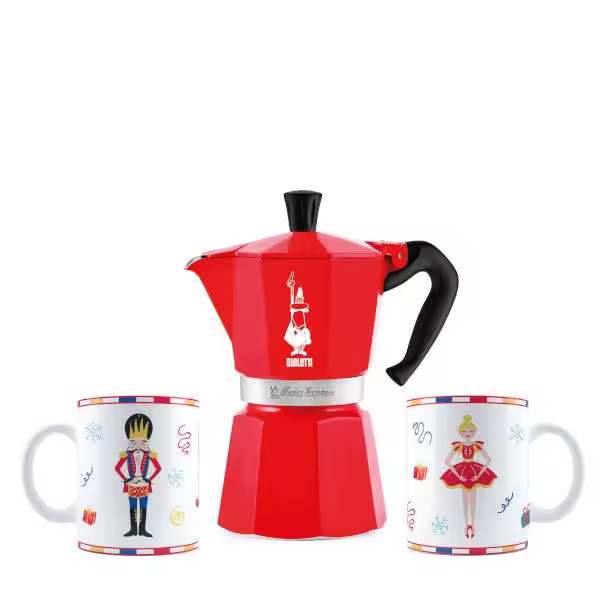 Taza Bialetti Moka Express 6 tazas rojas con 2 - 1