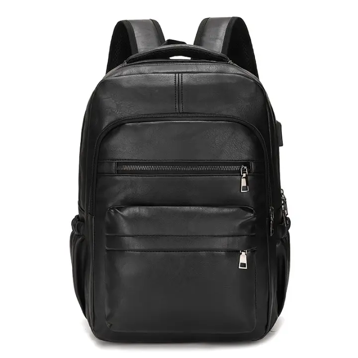 Mochila De Cuero PU with Carga USB para hombre, Morral grande para Orden portátil, mochila Escolar para adolescentes y niños, alta calidad - 1