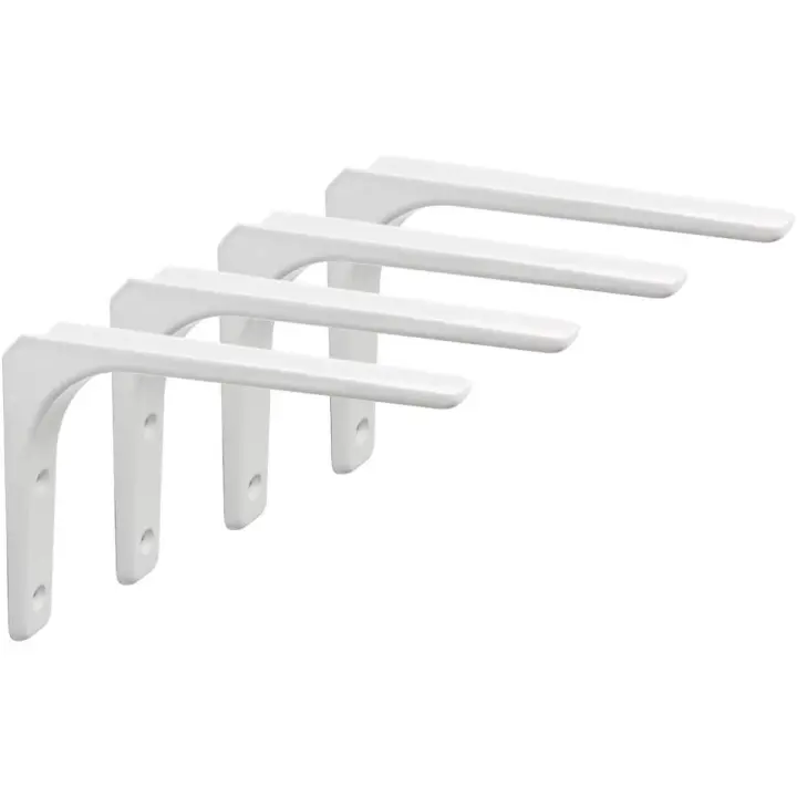 Soporte para estante de pared, 4 piezas de soporte de metal de 200 mm x 150 mm, soporte resistente para estante de pared para decoración de pared de cocina industrial, montaje en pared de radiador (blanco) - 1