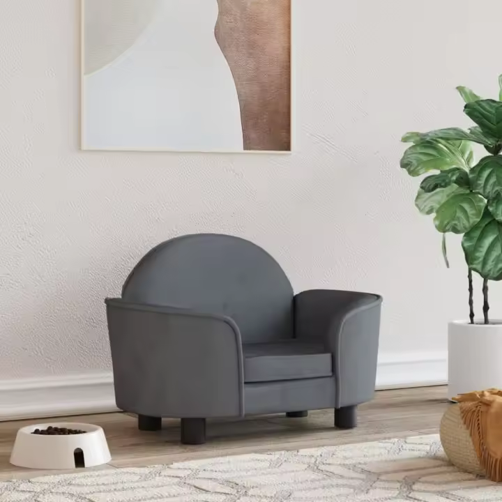 vidaXL Cama para perros de terciopelo 66x40x45 cm sofá para perros Color Gris claro,  Gris oscuro,  Negro y mas - 1