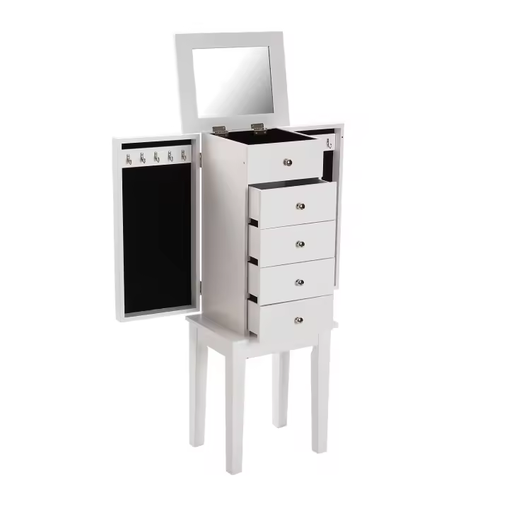 Versa Mireia Tocador Maquillaje con Espejo y Cajones. Tocador Estilo Antiguo Clásico, , Medidas (Al x L x An) 91,5 x 34,2 x 26,6 cm, Madera y Espejo, Color Blanco - 1