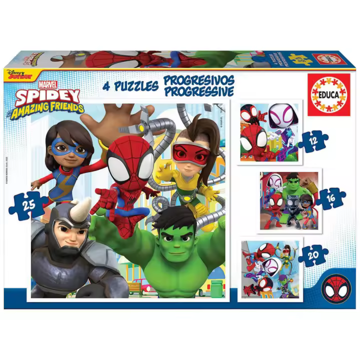 Puzzle  Progresivos Spidey & His Amazing Friends 12-16-20-25 (Educa 19295) - 1