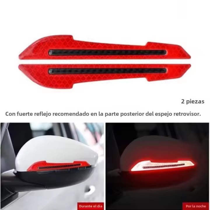 2pcs/set Pegatinas Reflectantes Para Espejo Retrovisor De Coche Advertencia De Seguridad Decoración De Bandas Reflectantes Para Espejo Retrovisor - 1