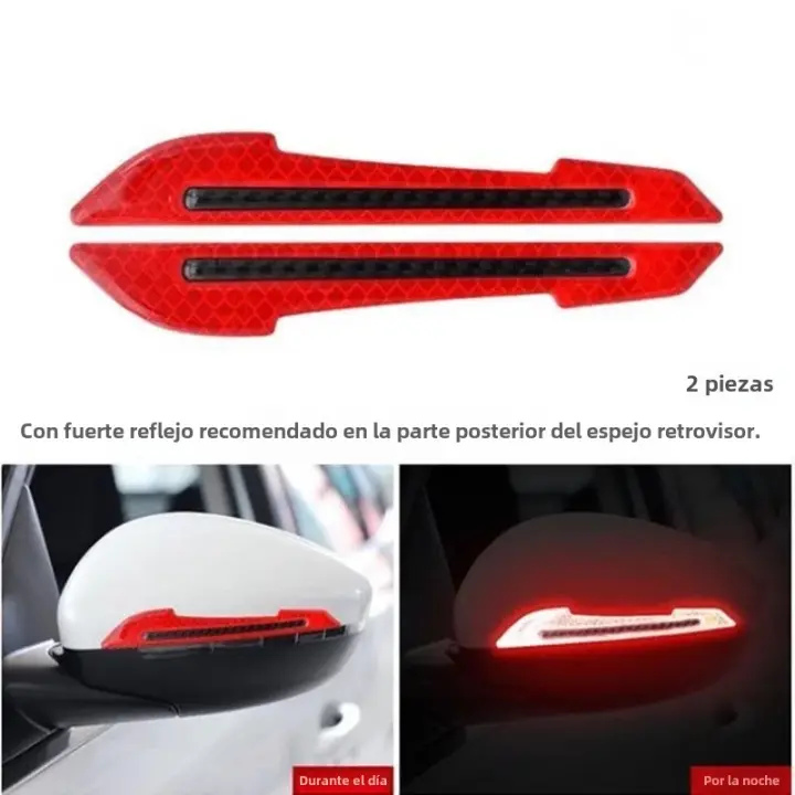 2pcs/set Pegatinas Reflectantes Para Espejo Retrovisor De Coche Advertencia De Seguridad Decoración De Bandas Reflectantes Para Espejo Retrovisor - 1