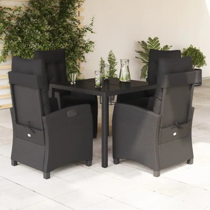 vidaXL Set de muebles jardín 5 pzas con cojines ratán sintético negro - 1