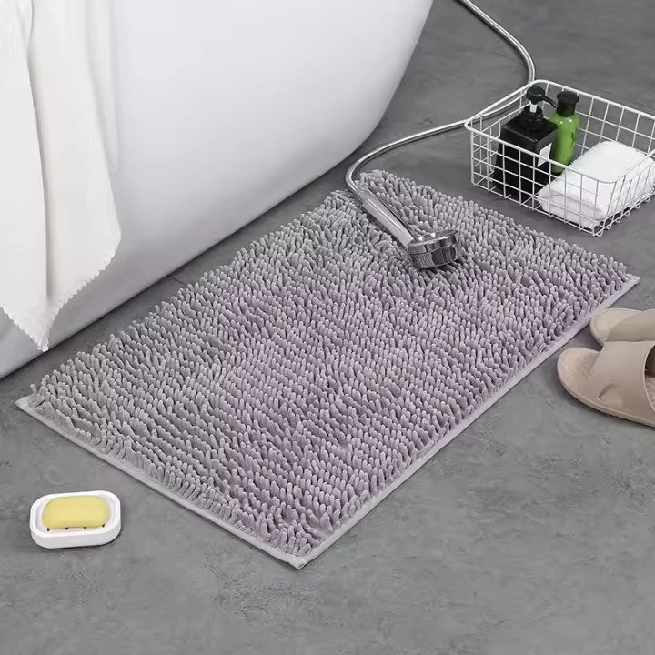 Alfombra De Baño Antideslizante Con Suela De PVC Suave Y Gruesa De Terciopelo Chenille Alfombra Tejida Para El Piso Secado Rápido Y Duradera - 1