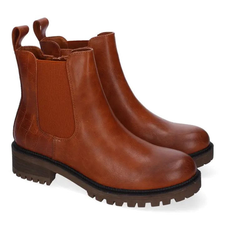 PuntoSalao Botines cómodos para mujer suela track color camel C797 - 1
