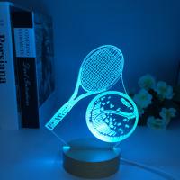 Lámpara De Mesa LED 3D De Madera Con Luz Nocturna De Tenis Cambio De 7 Colores USB Decoración Para El Hogar Regalos Para Fanáticos De Tenis - details 6