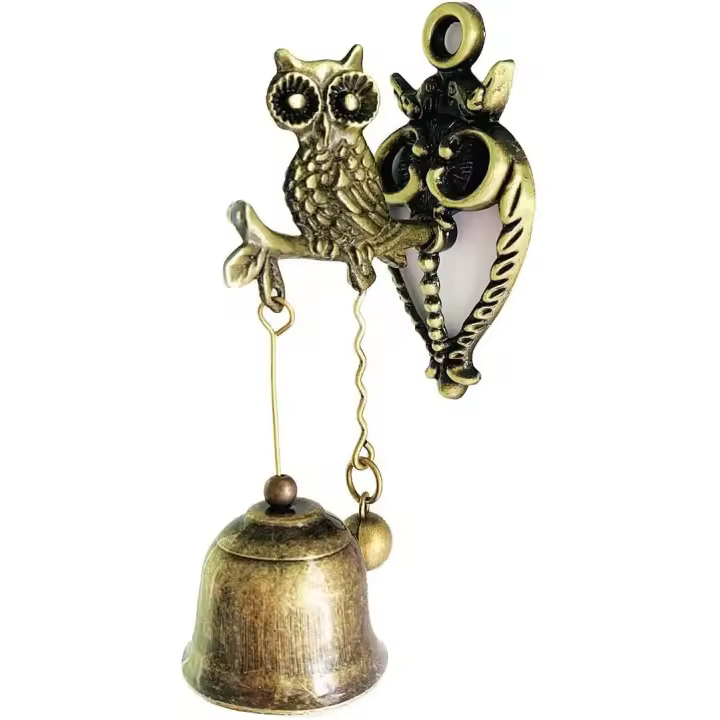 Campana decorativa vintage para el hogar, campana para la cena, campana para comerciantes, timbre delicado para puerta de oficina, timbre antiguo magnético con fuerte adhesivo, búho - 1