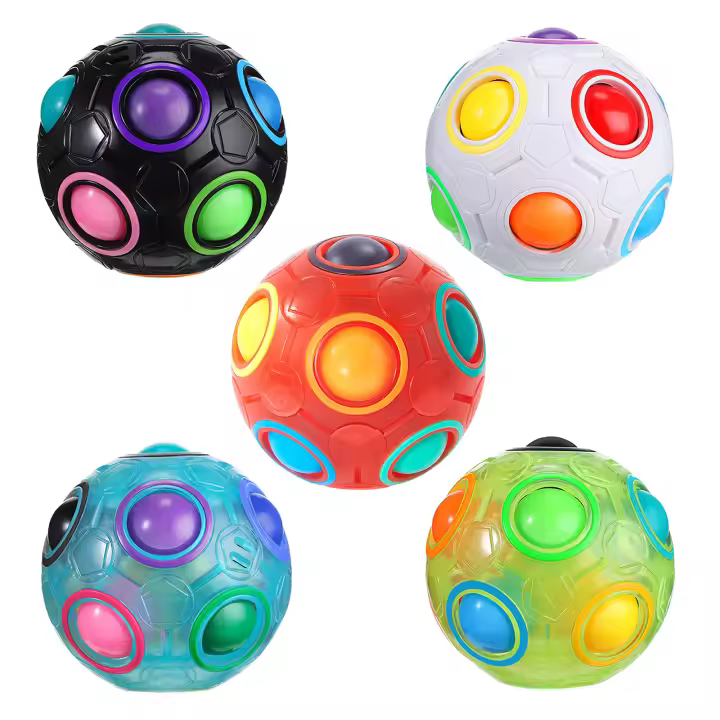 Juguete Antiestrés Rainbow Ball Puzzle Cubo Mágico De Fútbol 3D Luminoso Juego Educativo Para Niños Y Adultos - 1