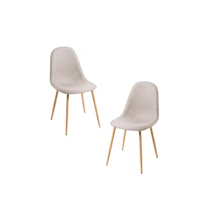 Pack 2 Sillas Teok Tela - Beige - 1