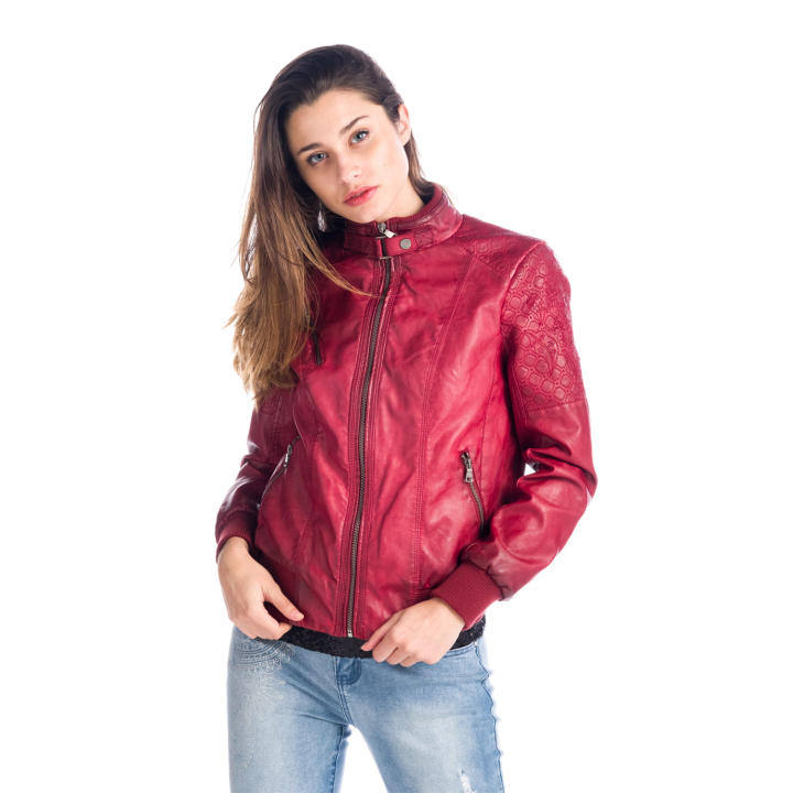 Cazadora Bomber Efecto Piel Koroshi de Mujer