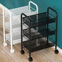 MEJORADA Carrito Metálico Multiusos de 3 Niveles con Ruedas Bloqueables, Estantes Versátil con Cestas de Malla - Perfecto para Cocina, Baño, Almacenamiento de Oficina - details 5