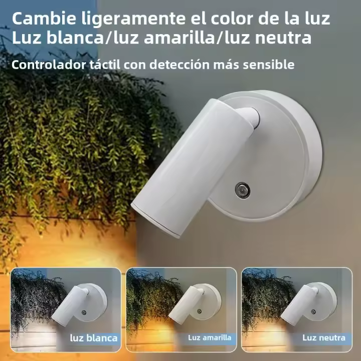 Spotlight LED Con Sensor De Toque Luz Nocturna Para Dormitorio Lámpara De Pared Recargable Y Magnética Rotación De 360° Dimmable - 1
