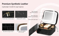 Bolsa De Maquillaje Para Viaje Behaesty Con Espejo LED Ajustable Y Divisores Impermeables Estuche De Maquillaje De Tren En 3 Colores - details 2