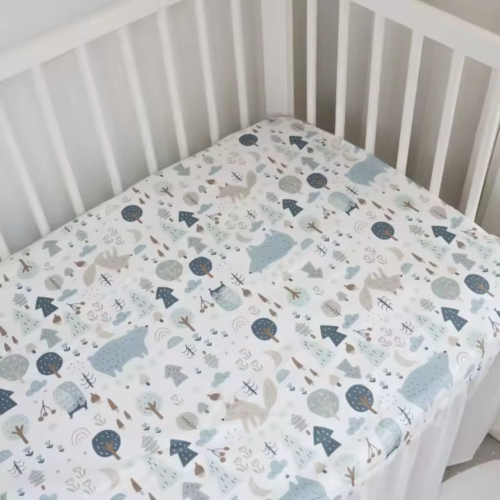 LALA - Sábana de Cama para Bebe, ropa de Cama para niños, Funda de Cama para niños, Algodón Puro, Sábana de Algodón Puro para niños Pequeños, Oso polar Azul, - 1