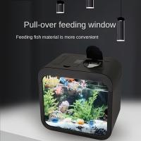 Acuario Pequeño Y Transparente De Mesa En Acrílico Con Luz LED Ambiental Y Bloques De Construcción Para Decoración De Interiores - details 2