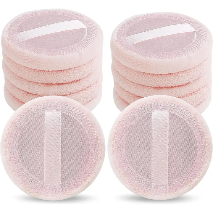 12 almohadillas de algodón rosa para maquillaje facial y corporal, aplicador de película de terciopelo, redondo, para sombra de ojos, corrector y esponja de maquillaje. - 1